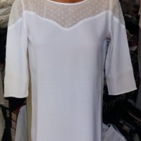 Бяла блуза/риза с дантела и 7/8 дължина на ръкава , снимка 1 - Ризи - 37945390