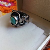 Авторски сребърен пръстен с тюркоаз - 3, снимка 4 - Пръстени - 28490175