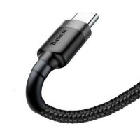 Кабел USB - Type C M/M 0.5m 3A Baseus CATKLF-AG1 Черна оплетка Quick Charge 3.0 Cable USB to Type-C, снимка 3 - USB кабели - 38556548