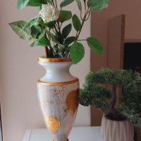 Изящна двуцветна ваза с 24 каратово злато.Vases for flowers Bohemia, снимка 11 - Вази - 40838253