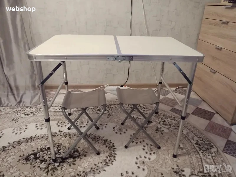 ПРОМО!! Сгъваема маса за Къмпинг и риболов + 2 стола , снимка 1