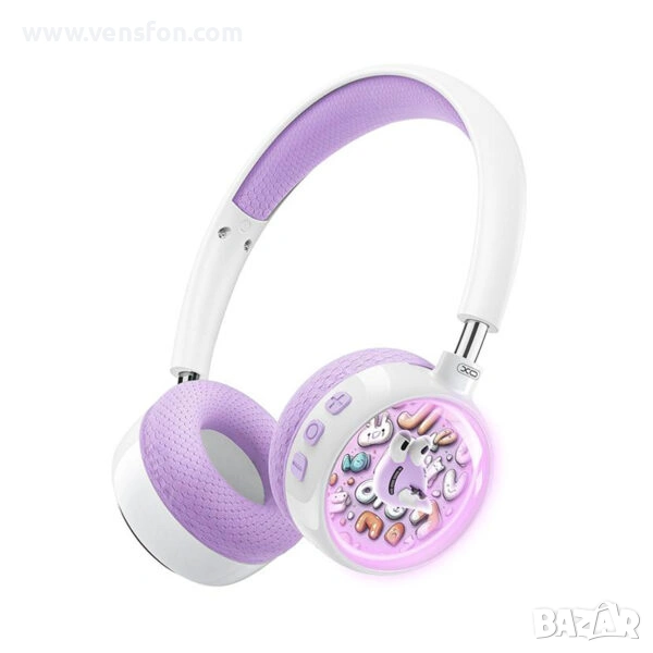  Безжични стерео Bluetooth слушалки XO Cartoon Kids /лилави/, снимка 1