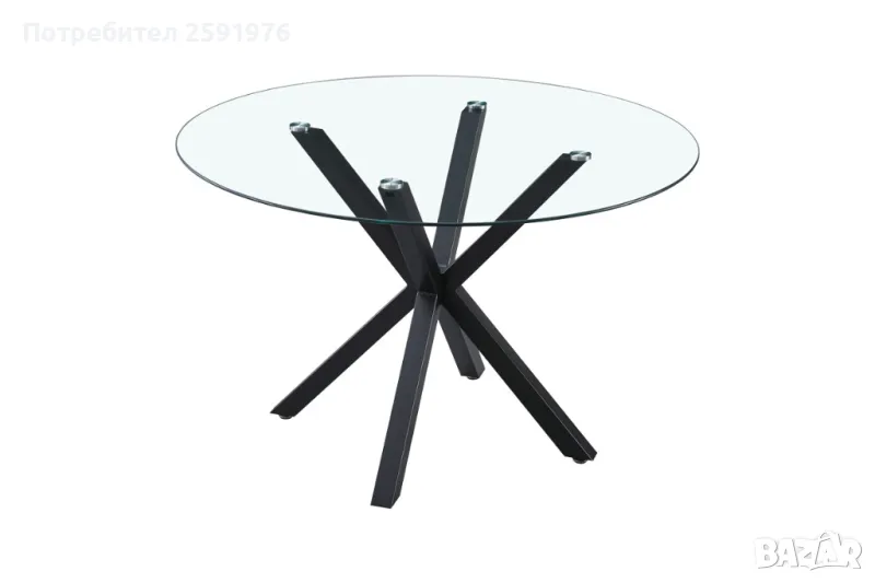 Кухненска маса Puzzle-home Tavula, Закакено стъкло и метална основа, Черен, снимка 1