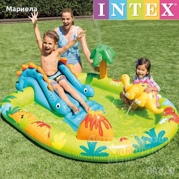 Intex Надуваем център за игра с пързалка Dino 57166NP, снимка 1