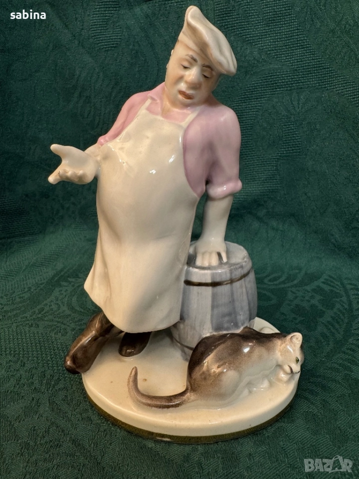 Статуетка/фигурка Котарак и готвач, ЛФЗ Ломоносов, СССР, снимка 1