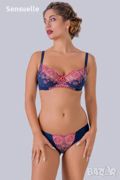 Soft сутиен с меки чашки в син и оранжев цвят за среден и голям бюст SS008, снимка 1