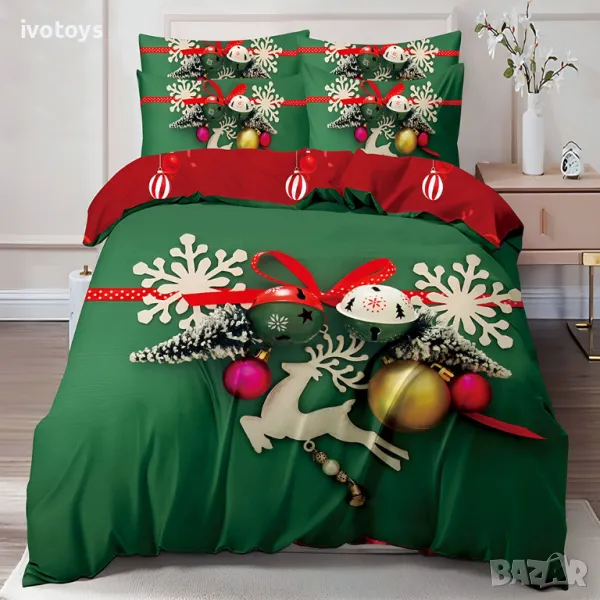 Двулицев коледен спален комплект (Реално изображение), 6 части - Модел WS17133, снимка 1