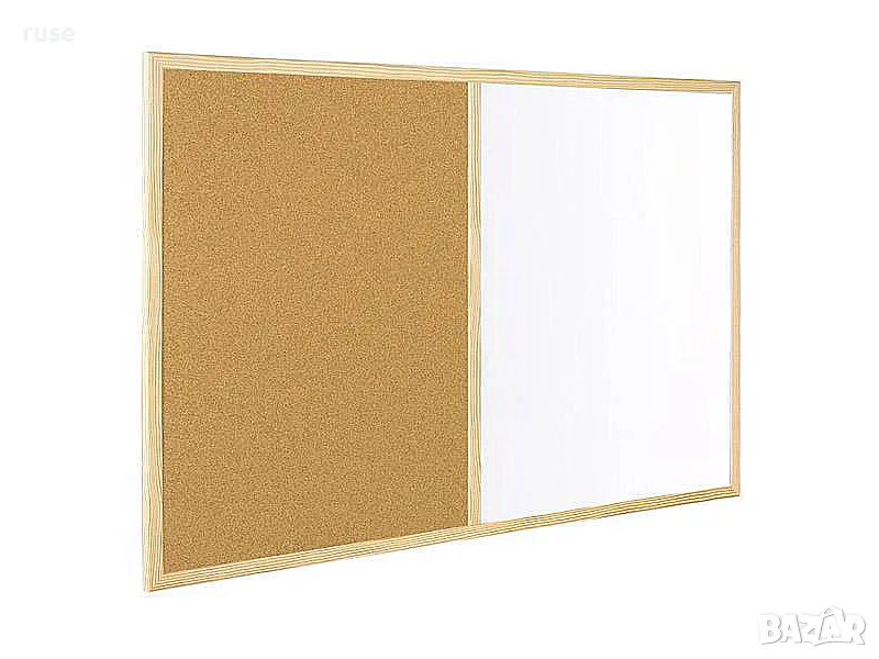 НОВИ! Бяла и коркова дъска Spree 2в1 60х90см  дървена рамка, снимка 1