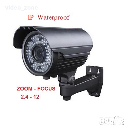 Влагоустойчива варифокална ZOOM-FOCUS IP камера за NVR DVR видеонаблюдение, снимка 1