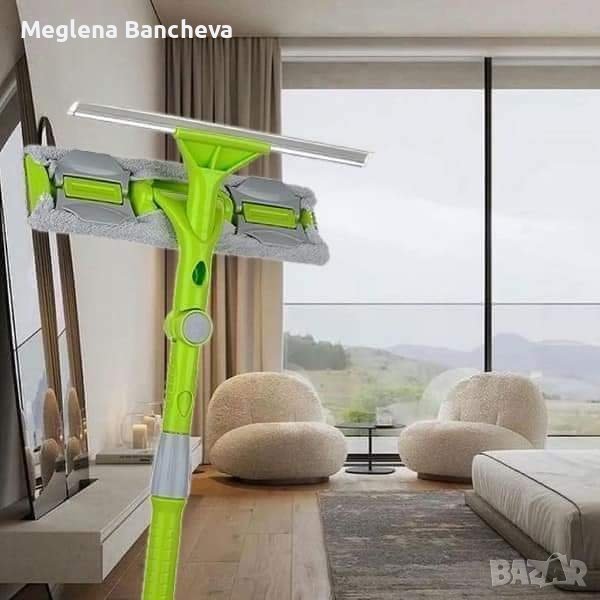 🔝Моп, стъклочистачка с телескопична дръжка, чупеща глава, перяща предна част и резервен моп , снимка 1