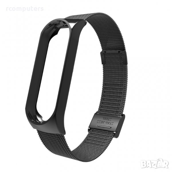 Каишка за Xiaomi Mi Band 4, цвят черен, метална, снимка 1