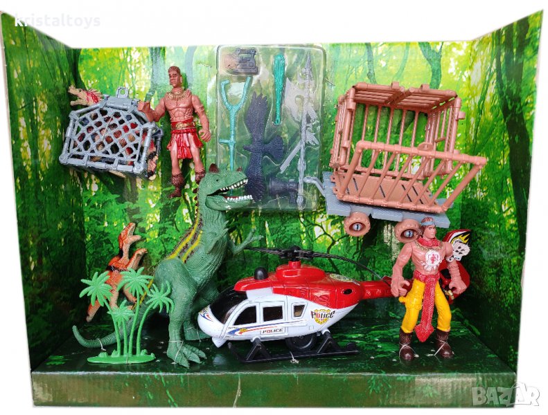 Детска играчка Комплект Динозаври и хеликоптер DINOSAUR VALLEY, снимка 1