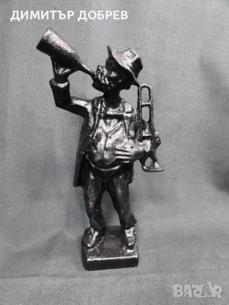 СТАРА РЕТРО МЕТАЛНА СТАТУЕТКА МУЗИКАНТ ПИЯНИЦА, снимка 1