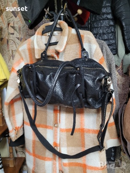 ЕСТЕСТВЕНА КОЖА,  черна чанта, снимка 1