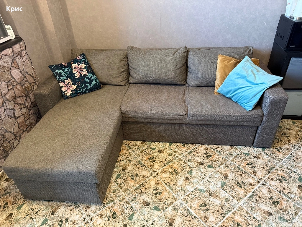 Разтегателен ъглов диван с ракла., снимка 1