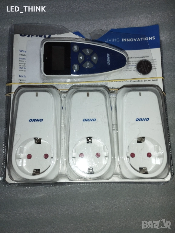 Безжични контакти ORNO OR-GB-434(GS), 230V, комплект 3 броя, 1150W, шуко, IP20, дистанционно управле, снимка 1
