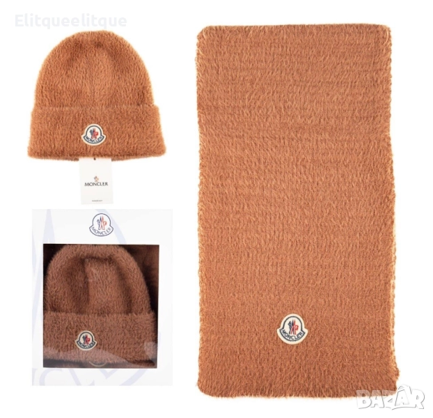 комплект пухена  шапка и шал в кутия ysl saint laurent celine moncler loewe, снимка 1