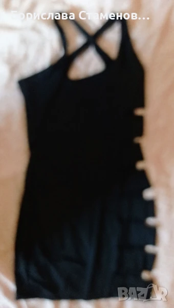 Черна парти рокля с прорези  и преплитащи се презрамки, снимка 1