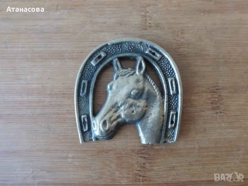 Подкова с кон бронз, снимка 1