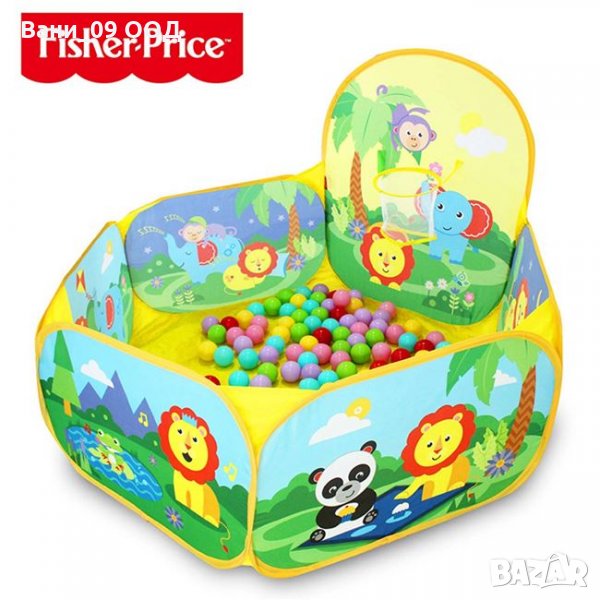 Детски център за игра с баскетболен кош и 25 шарени топчета за игра, снимка 1