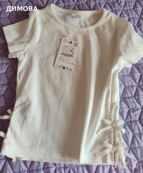 бяла тениска за момиче на 12-13 години от ЗАРА, снимка 1