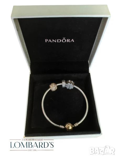 Гривна Pandora сребро и злато 14к, снимка 1