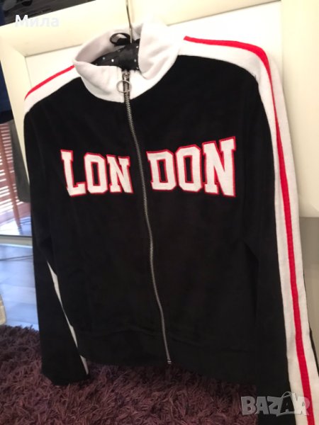 модерно велурено яке с цип  LONDON ЛОНДОН, снимка 1