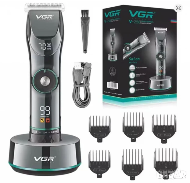 Професионална акумулаторна машинка за подстригване VGR V-256 с LCD дисплей, регулируема скорост и дъ, снимка 1