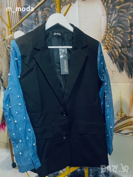 Сако деним с перли, снимка 1