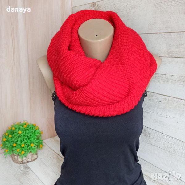 3317 Дамски плетен кръгъл зимен шал, снимка 1
