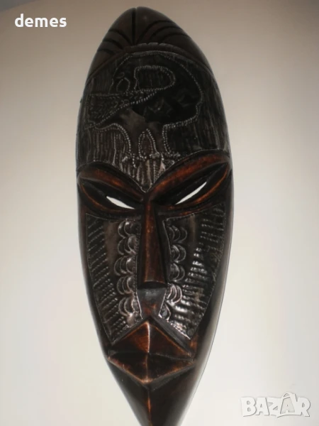 +Африканска маска от абанос и мед-7, голяма+, снимка 1