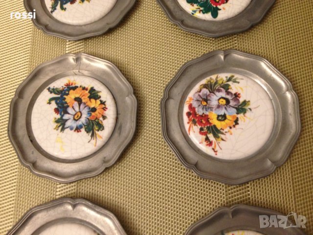 Нови. Старинни немски чинии за стена от калай и рисуван порцелан, чиния/1, снимка 2 - Декорация за дома - 43147788