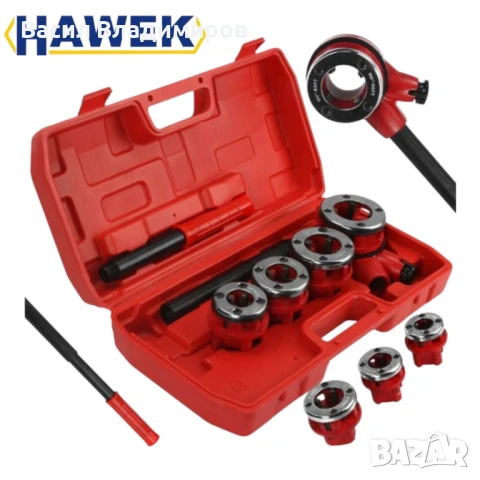 КОМПЛЕКТ ВИНТОРЕЗКА С 4 ГЛАВИ – 1/2″, 3/4″, 1″, 11/4″ HAWEK