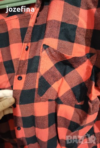 Риза дамска бархетна червено и черно каре, снимка 4 - Ризи - 43330647