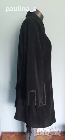 Манто ”Ulla Popken” / естествен велур и кожа / голям размер , снимка 4 - Палта, манта - 16951950