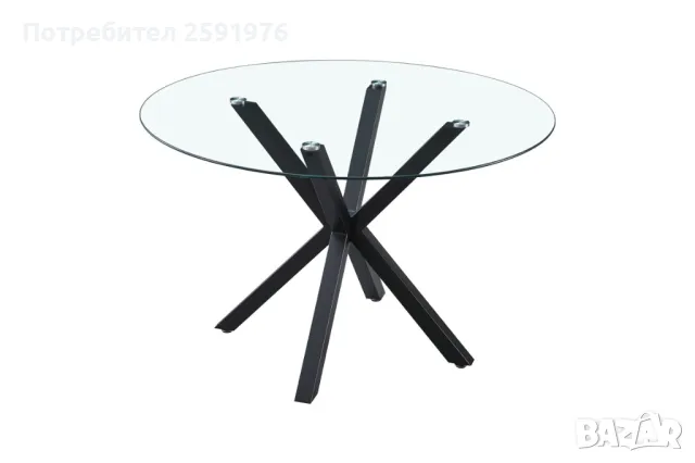 Кухненска маса Puzzle-home Tavula, Закакено стъкло и метална основа, Черен, снимка 1