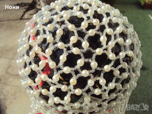 Сватбен аксесоар за глава тип шапчица от перли и мъниста , снимка 5 - Сватбени аксесоари - 51779066