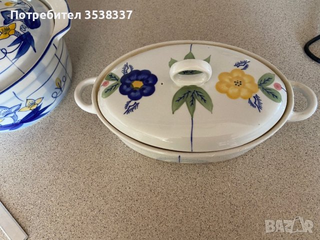2 броя порцеланов съд/ тенджера за топло сервиране с капак, снимка 3 - Съдове за готвене - 39503461