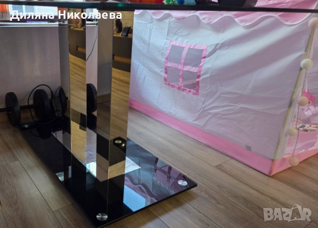 Луксозна трапезна стъклена черна маса, снимка 5 - Маси - 52389255