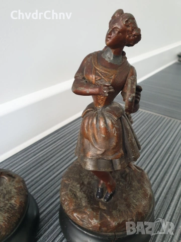 чифт2бр/23см-3кг ЦAM статуетки/стари френски скулптури/фигури на селяни-музиканти, снимка 9 - Статуетки - 53481037