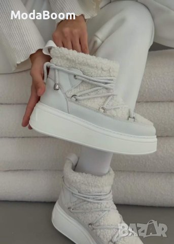 💥Кожени боти на платформа с пух💥, снимка 3 - Дамски боти - 43415213