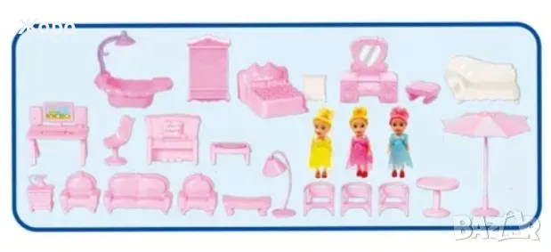ДЕТСКА КЪЩА/ВИЛА ЗА КУКЛИ ТРИ ЕТАЖА С МЕБЕЛИ 140396, снимка 8 - Кукли - 47685251