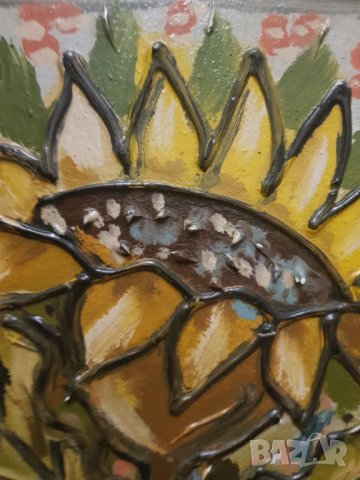 Релефна картина рисувана с маслени бои,подписана, снимка 8 - Картини - 43846214