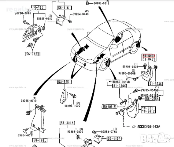 DB0251870,DB0251880,калобрани задни MAZDA 121 DB,1991-1997