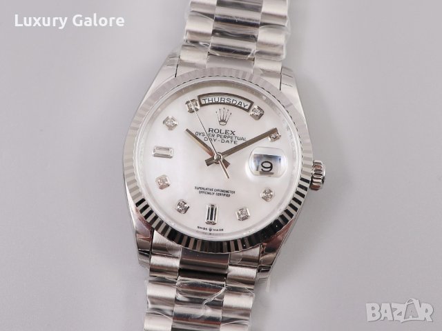 Унисекс часовник Rolex Day-Date 36 White Gold Mother of Pearl с автоматичен механизъм