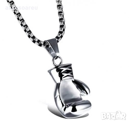 Колие боксова ръкавица верига от неръждаема стомана боксьорска ръкавица за мъже мъжки хип-хоп спортн