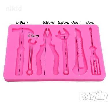 6 големи инструмента инструменти строителни силиконов молд форма декорация торта фондан шоколад , снимка 2 - Форми - 34829799