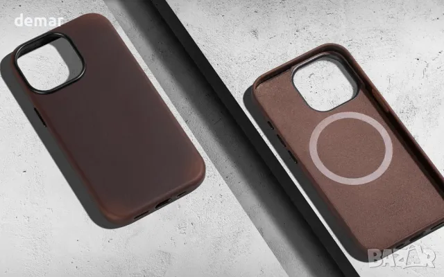 Кожен калъф maogoam за iPhone 16 Plus 6,7 инча, съвместим с MagSafe, метални бутони, тъмнокафяв, снимка 6 - Калъфи, кейсове - 49114725