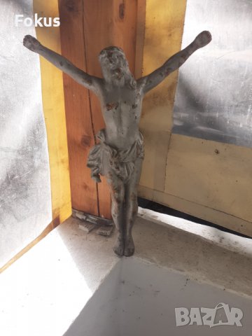 Старо голямо чугунено разпятие Исус Христос кръст религия, снимка 3 - Антикварни и старинни предмети - 37910852