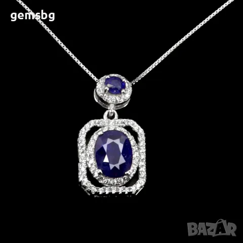 Висулка с естествен сапфир и цирконий